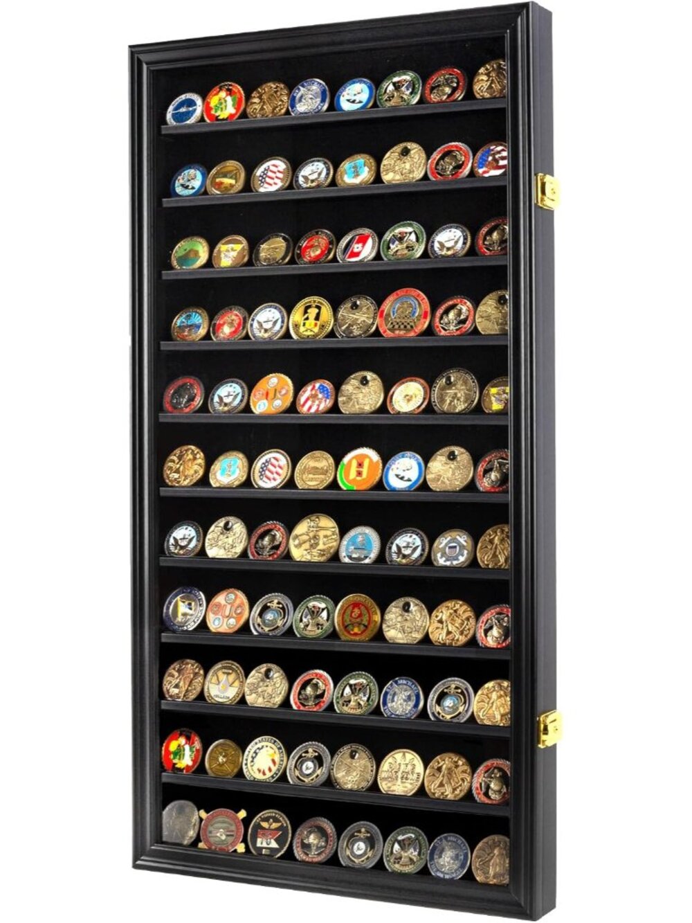 Military Challenge Coin Display Case Poker Chips Holder Wall Cabinet Rack 29 X 1